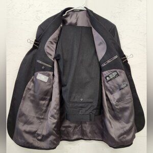 Mens Stafford Black Suit, Size 42L , Pants 34x30‎ FLAW SEE PHOTO